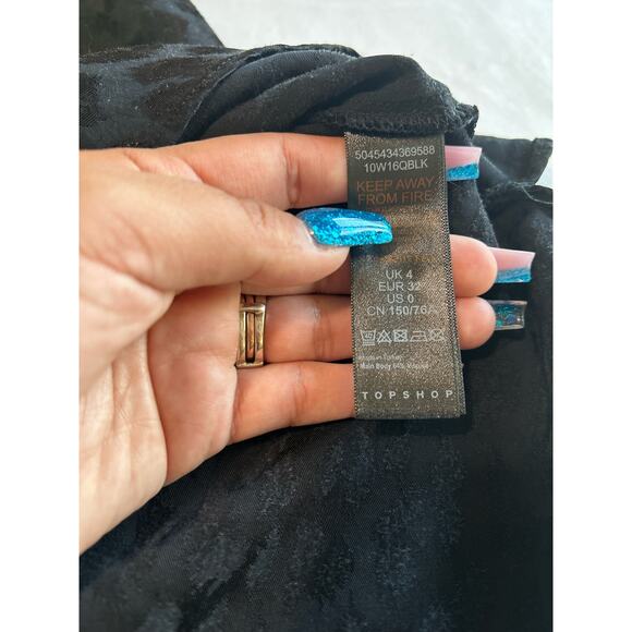 Topshop Leopard Print Jacquard Black Spaghetti Strap Mini Dress Slip Size 0 XS - Picture 11 of 12